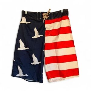 Duck Dynasty Flag Navy Board Shorts Lined Size 32